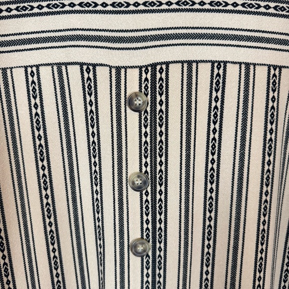 Southwestern Inspired Beige and Black Striped Short Sleeve Top - Picture 4 of 5
